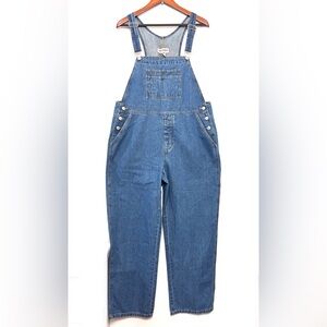 London Jean Vintage Denim Overalls Baggy Relaxed Fit Blue Bib Womens Size L NWOT